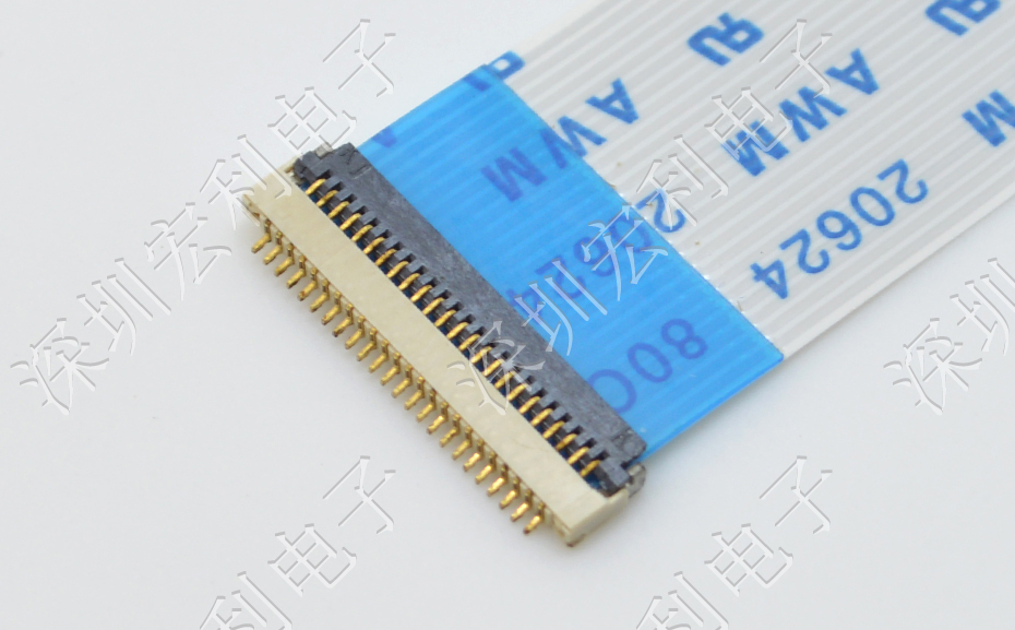 超薄草莓视频APP色情 间距0.5mm-40PIN翻盖 塑高H1.0mm FPC插座超薄